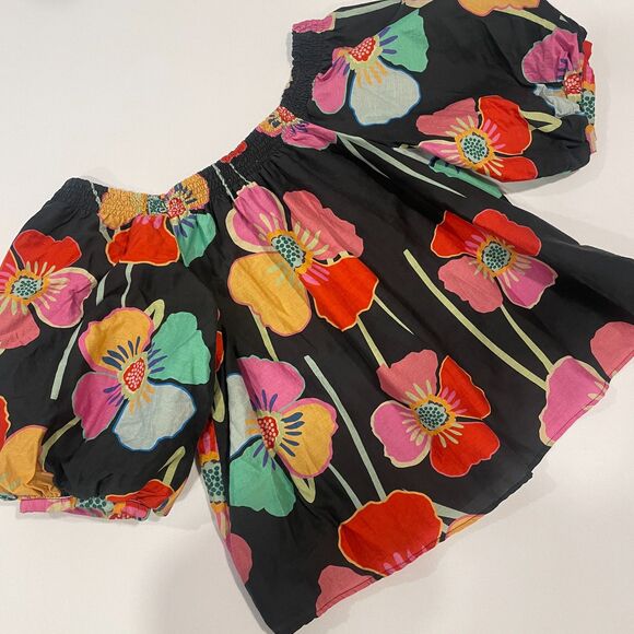 ~ Sm "Velvet by Graham & Spencer" Blouse Floral Puff Sleeve Cotton Silk Lined - Picture 13 of 16